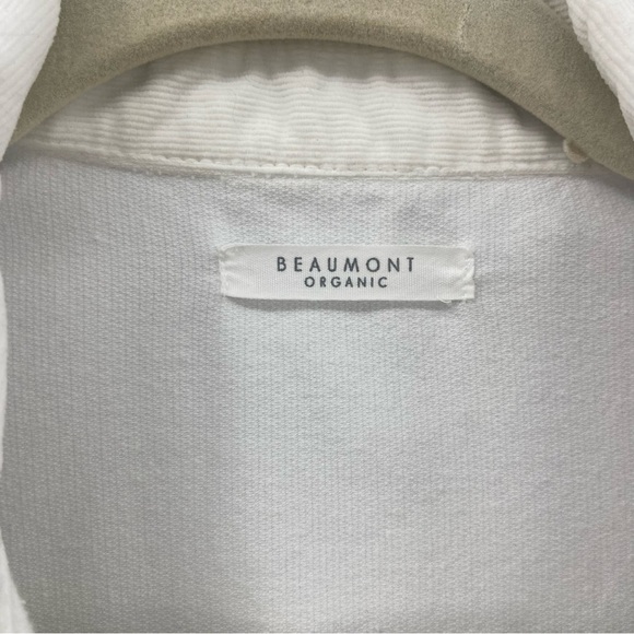 Beaumont Organic White Lightweight Corduroy Button Front Boxy Jacket Size Medium - Picture 2 of 8
